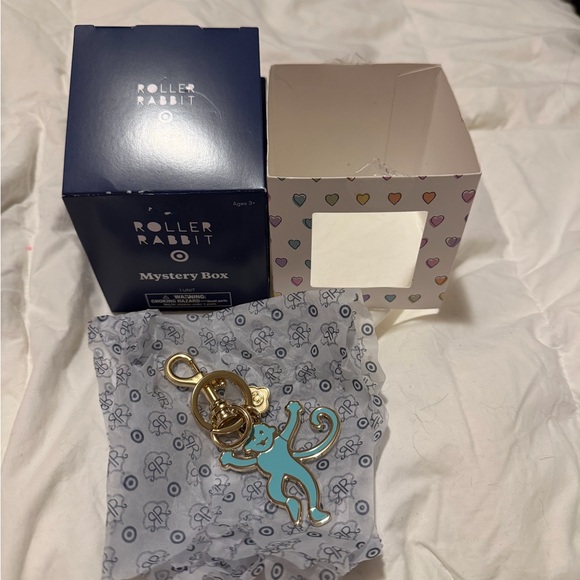 Roller Rabbit Target Turquoise Monkey Enamel Keychain - Women's Accessory RARE - Picture 3 of 3